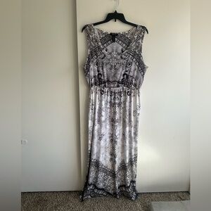 Style & Co. Gray and White Beaded Maxi Dress